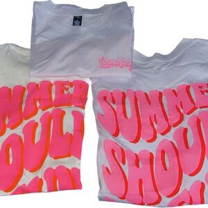 Vibrant Summer Graphic Tee - White and Pink